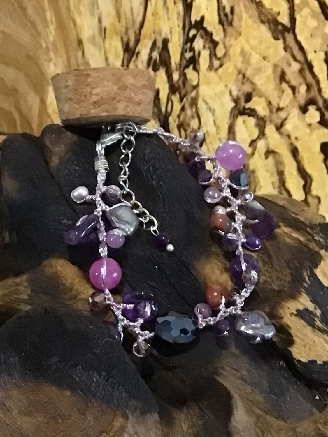Amethyst, Agate and Pearls Bracelet