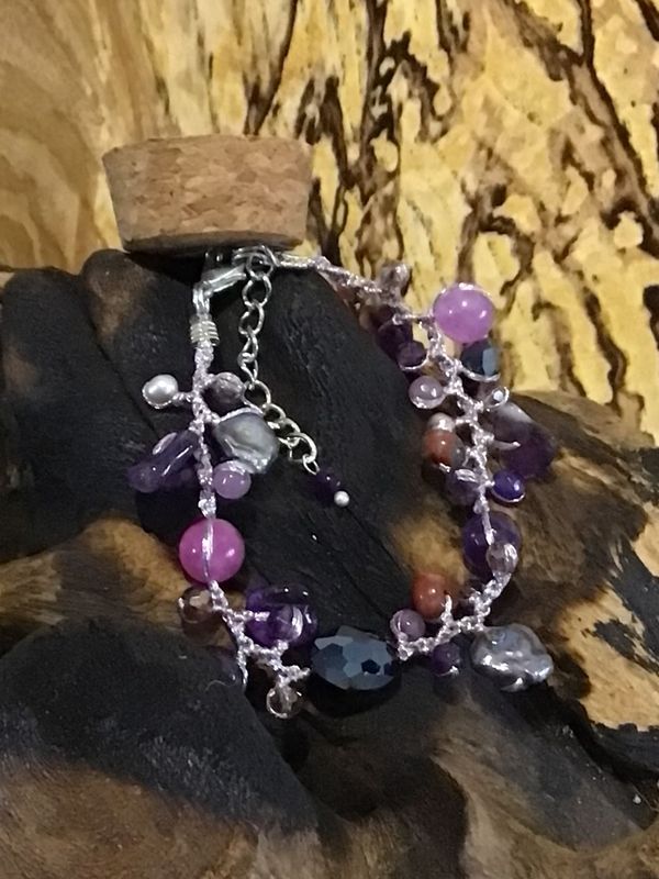 Amethyst, Agate and Pearls Bracelet
