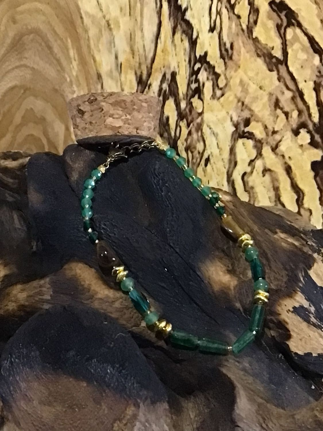 Green Onyx and Tigers Eye Bracelet