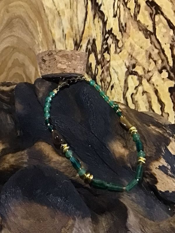 Green Onyx and Tigers Eye Bracelet