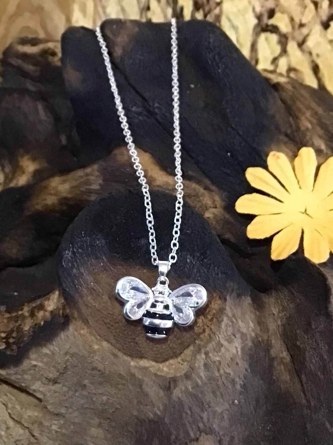 Silver Tone Bee Necklace