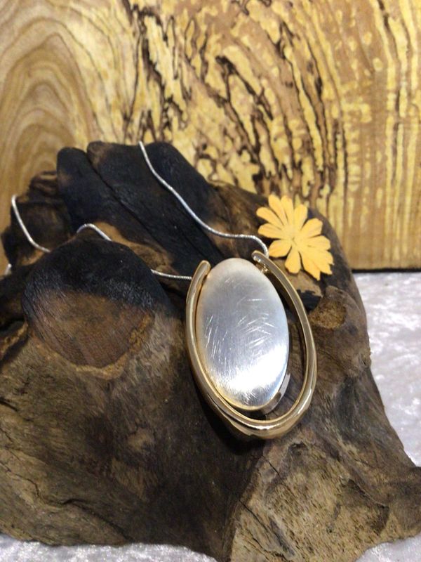 Silver and Rose Tone Pebble Long Necklace