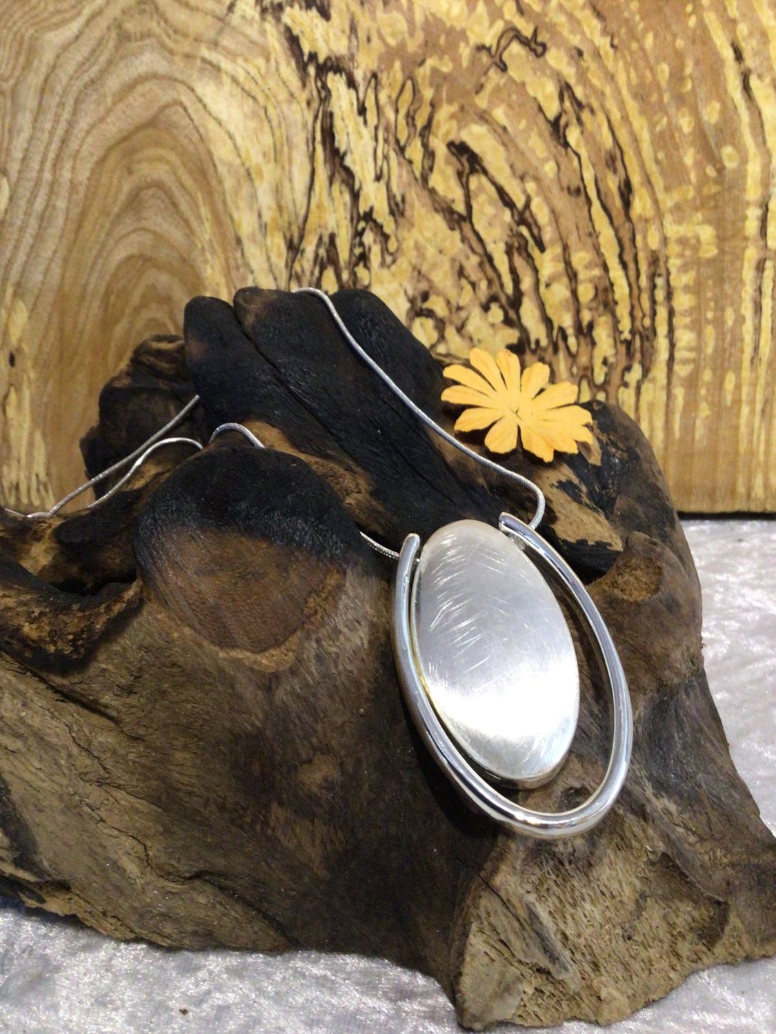 Silver Tone Pebble Long Necklace