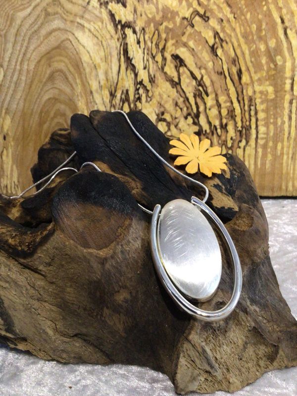 Silver Tone Pebble Long Necklace
