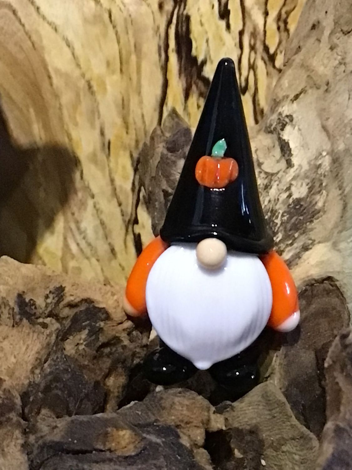 Glass Gonk with Pumpkin on Hat