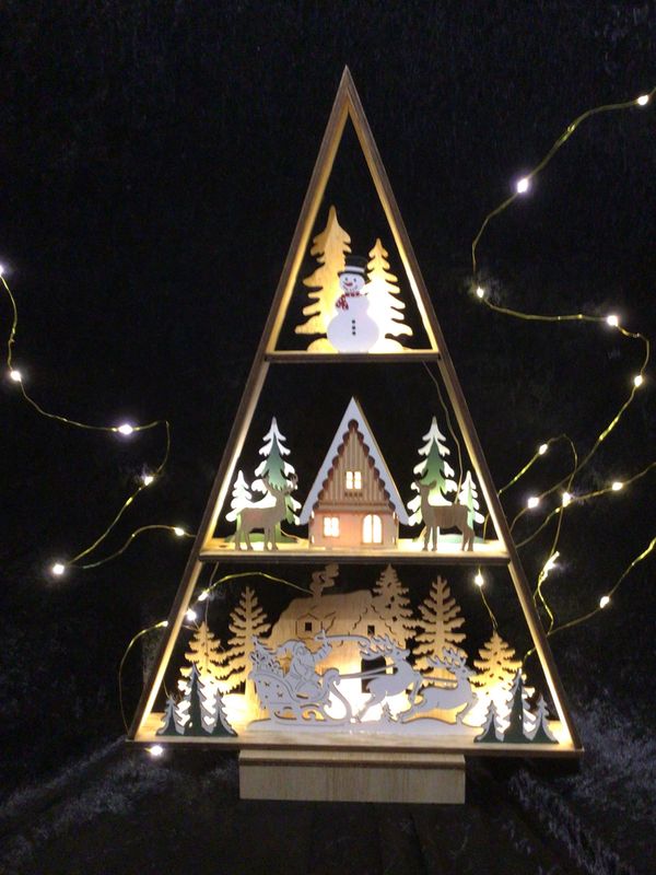 Wooden Light-up Festive Woodland Scene
