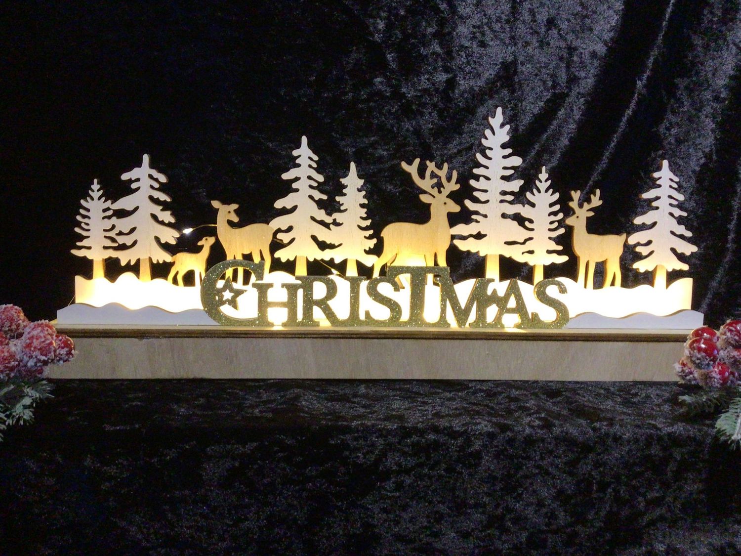 Light Up Forest and Deer Christmas Sign