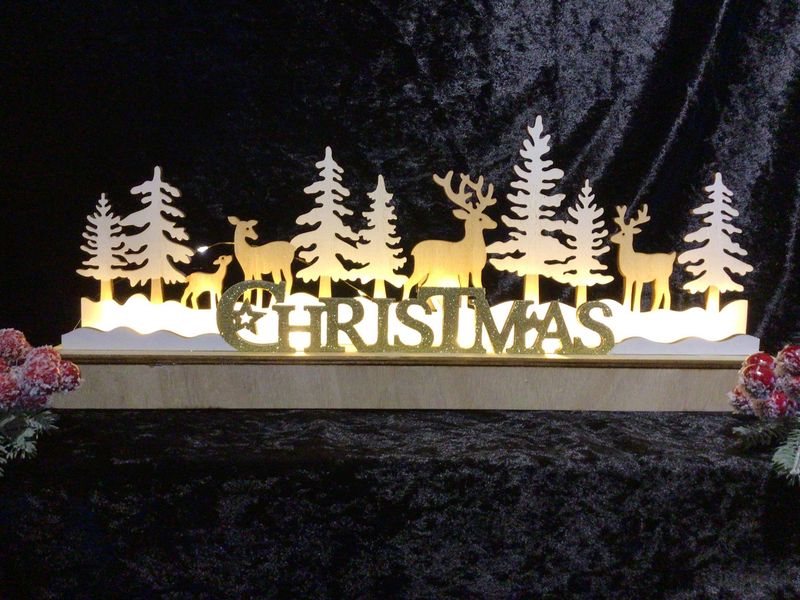 Light Up Forest and Deer Christmas Sign