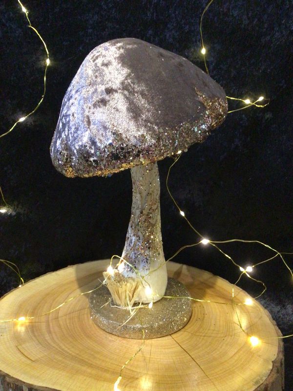 Taupe Velvet Topped Mushroom