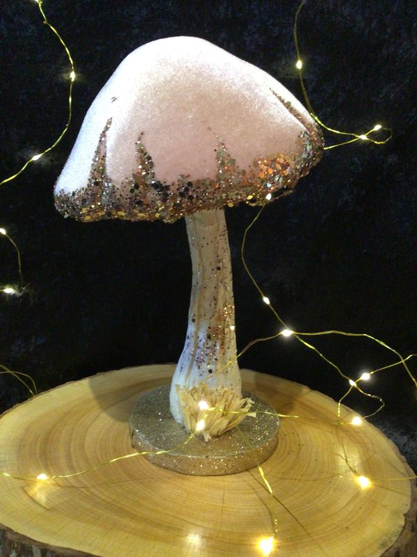 Blush Pink Velvet Topped Mushroom