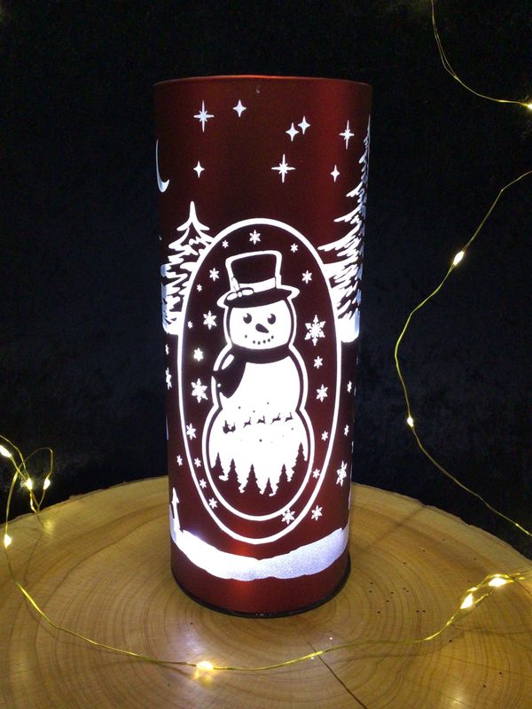 Luxa Red Glass Snowman Lamp