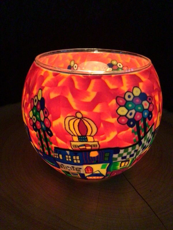 Small Town Glowing Glass Tea Light Holder