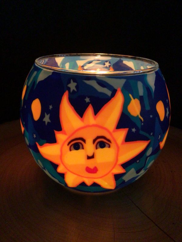 Sun Glowing Glass Tea Light Holder