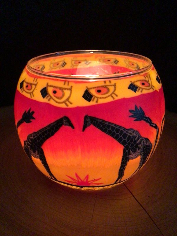 Giraffes Glowing Glass Tea Light Holders