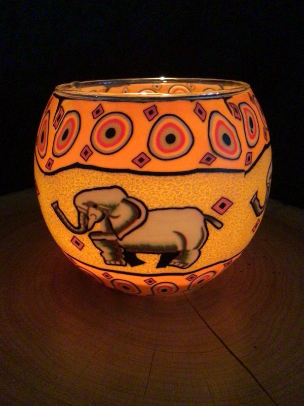Elephant Glowing Glass Tea Light Holder