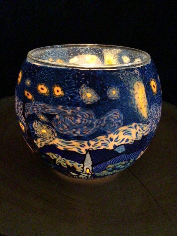 Starry Starry Night Glowing Glass Tea Light Holder