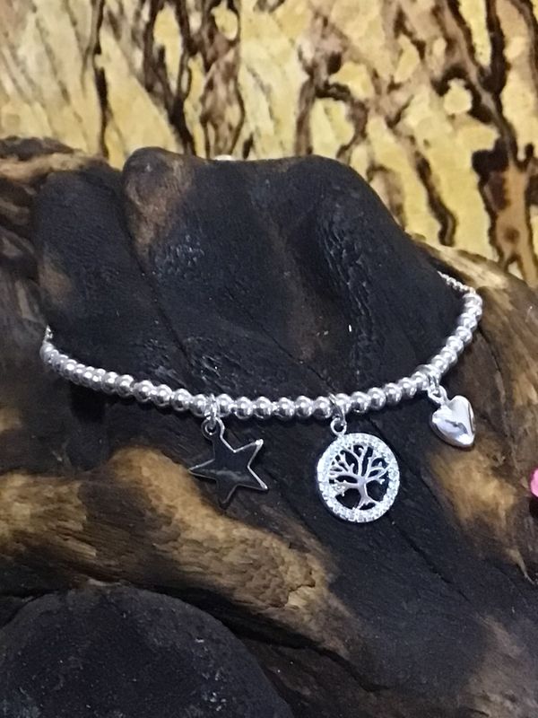 Silver Tone Multi-Charm Friendship Bracelet