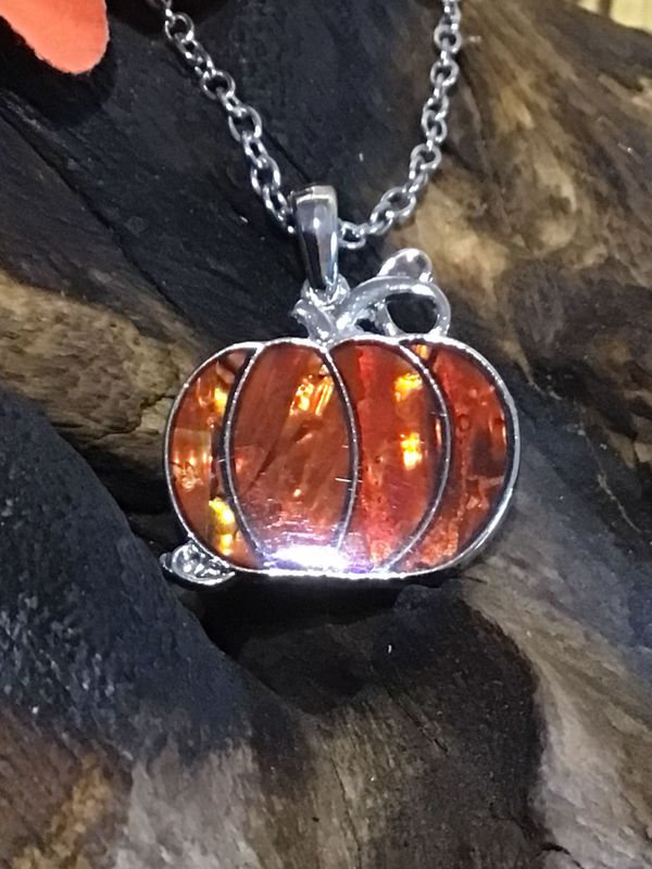 Paua Shell Pumpkin Necklace
