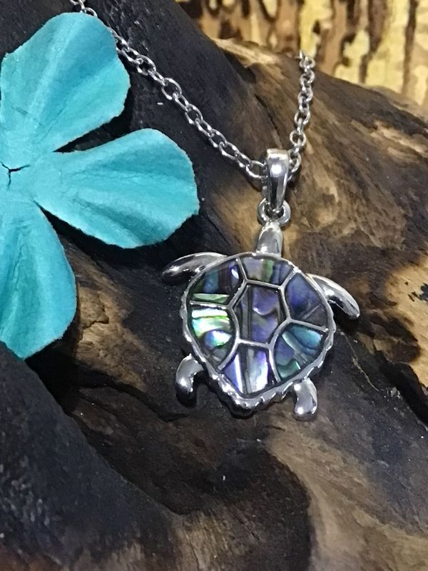 Paua Shell Turtle Necklace