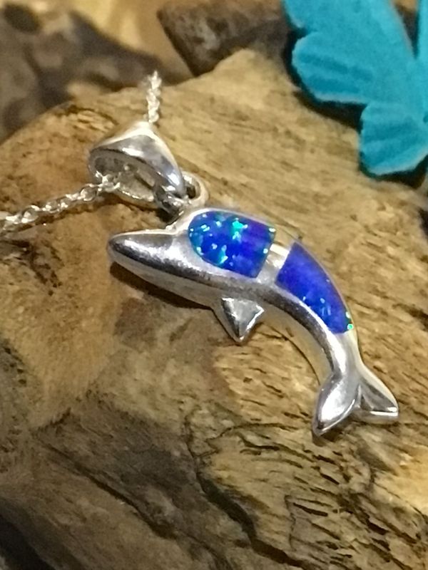 Blue Opal Dolphin Necklace