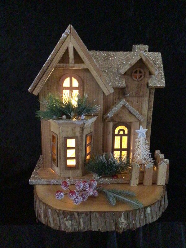 Wooden Illuminated Christmas House
