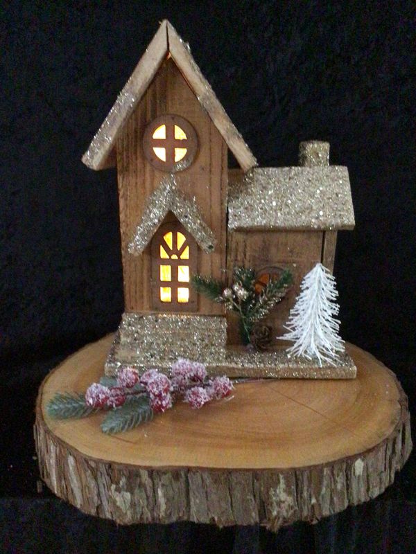 Wooden Illuminated Christmas House