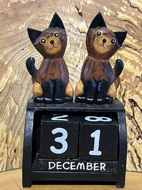 Dark Brown Double Cat with Tail Calendar