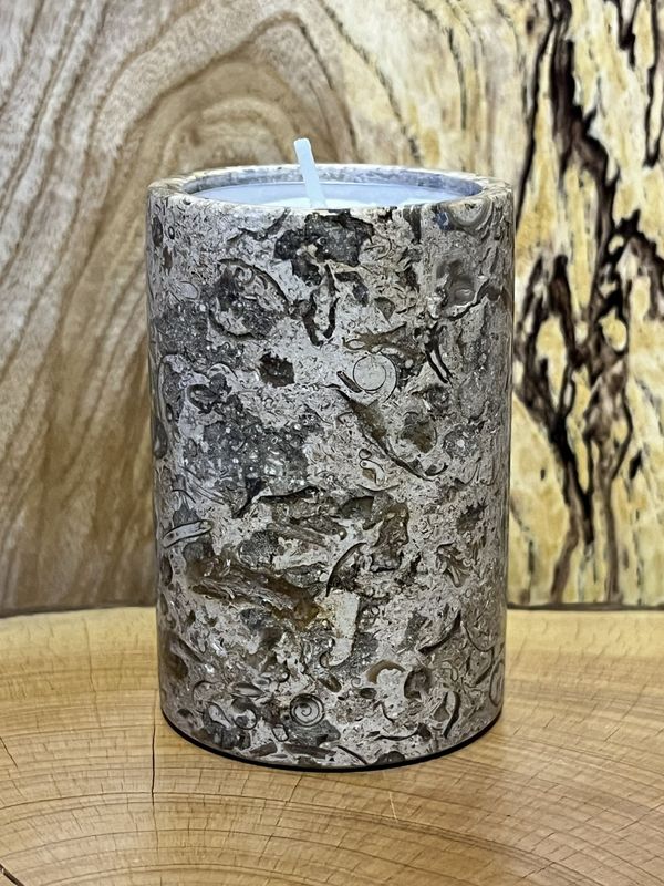Fossil Stone 3 Inch Cylinder Tealight Holder