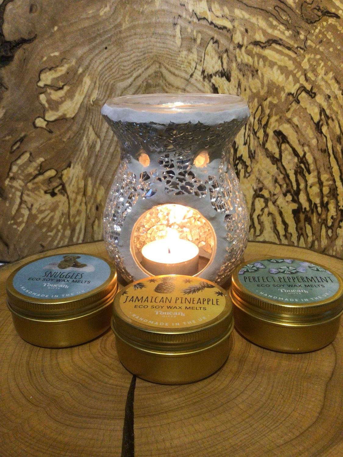 Silver Crackle Glass Wax Tart Melter