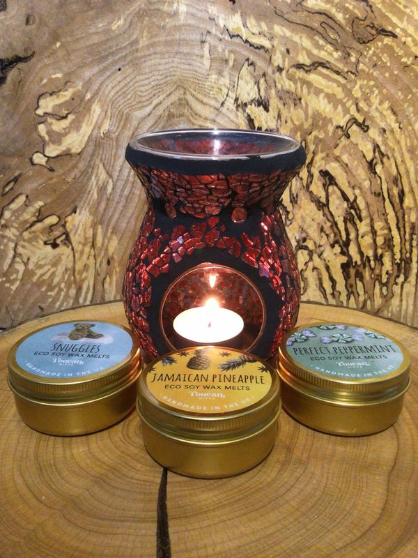 Red Crackle Glass Wax Tart Melter