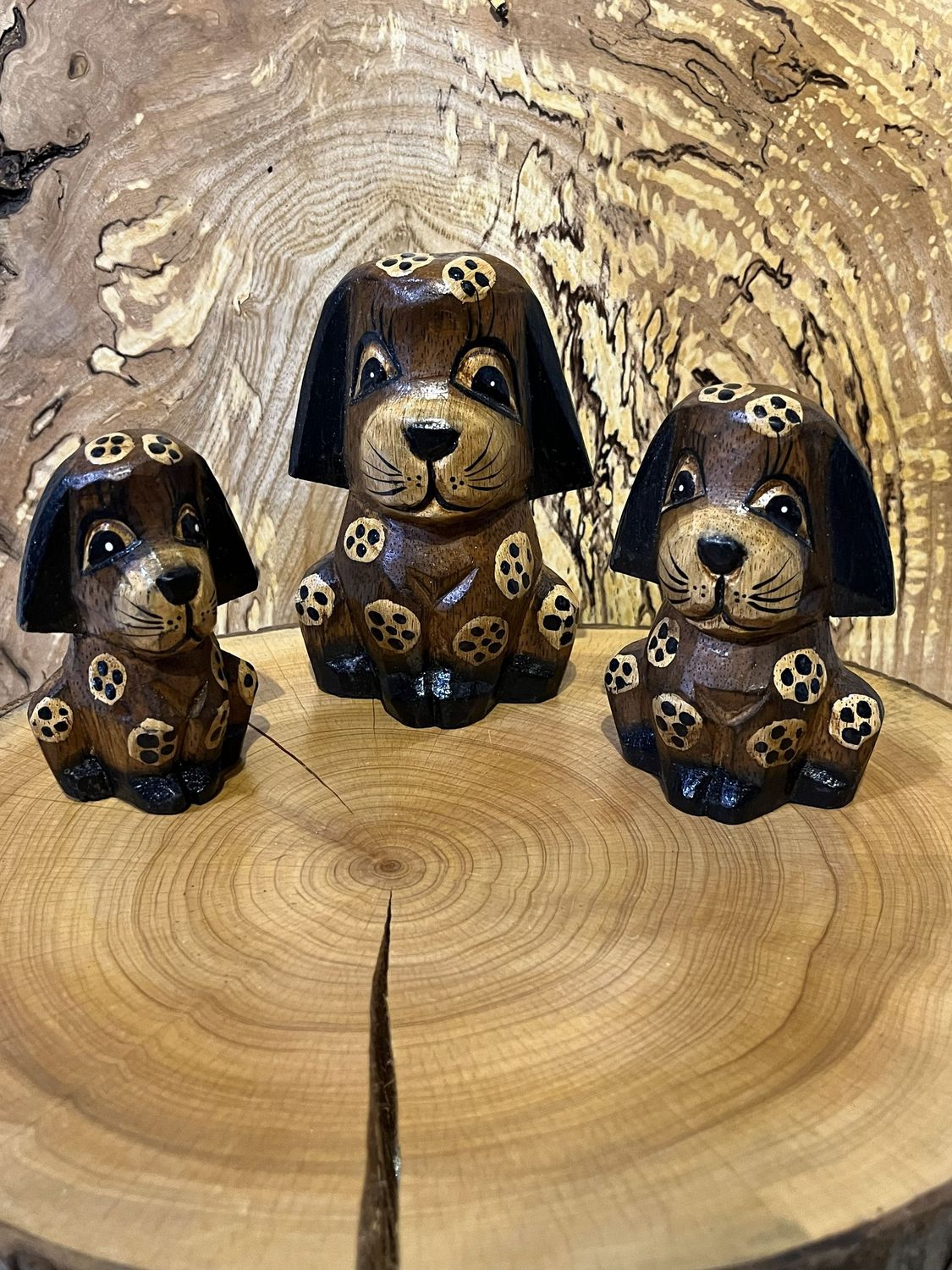 Set of 3 Brown & White Spotty Dogs