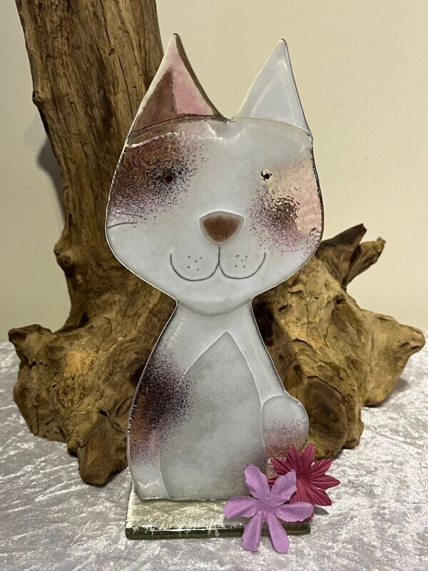 Handcrafted Pink & White Cat Handcrafted Pink & White Cat