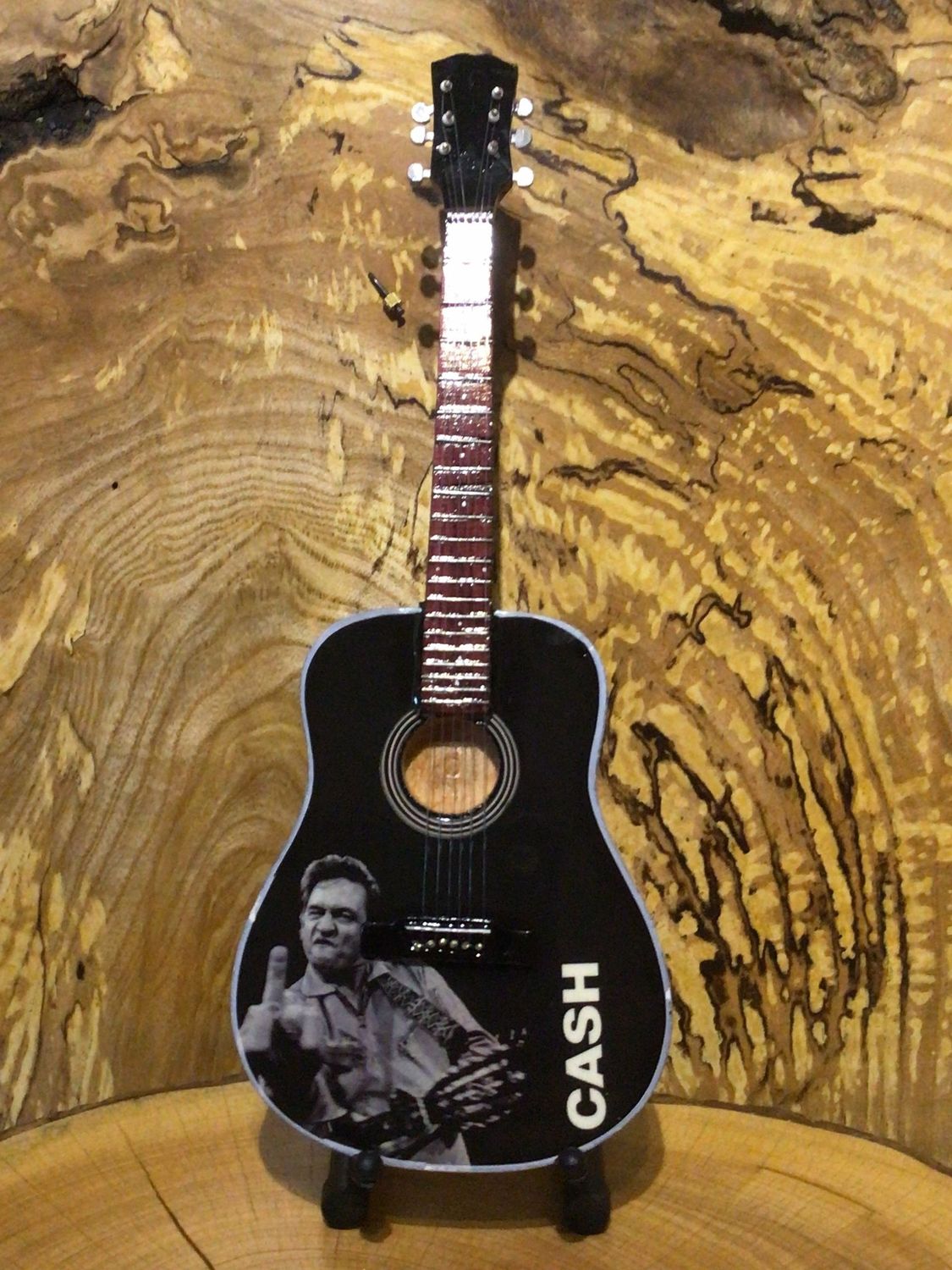 Johnny Cash Miniature Wooden Guitar