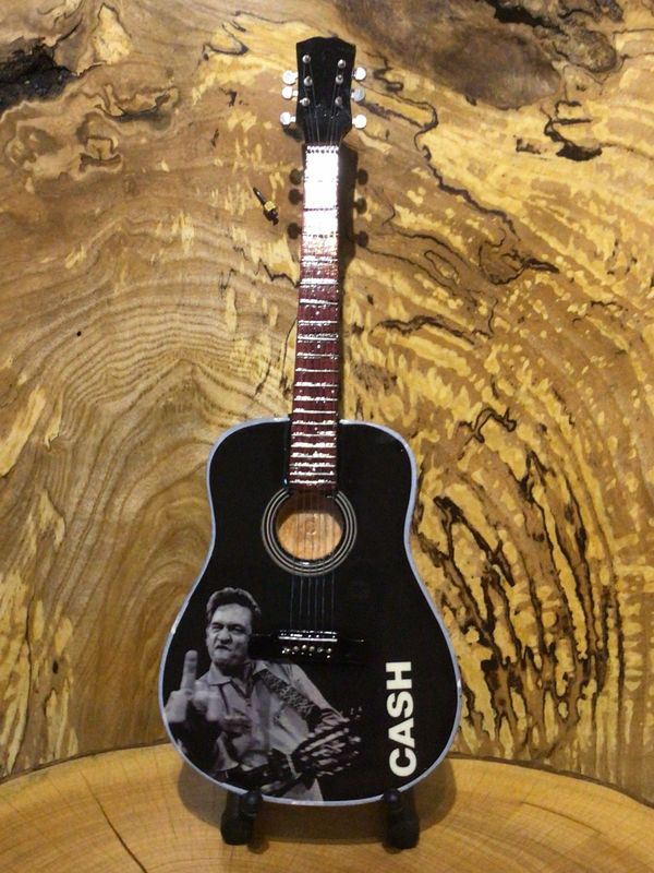 Johnny Cash Miniature Wooden Guitar