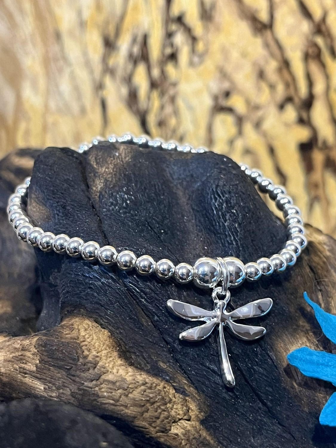 Silver Tone Dragonfly Stretch Bracelet