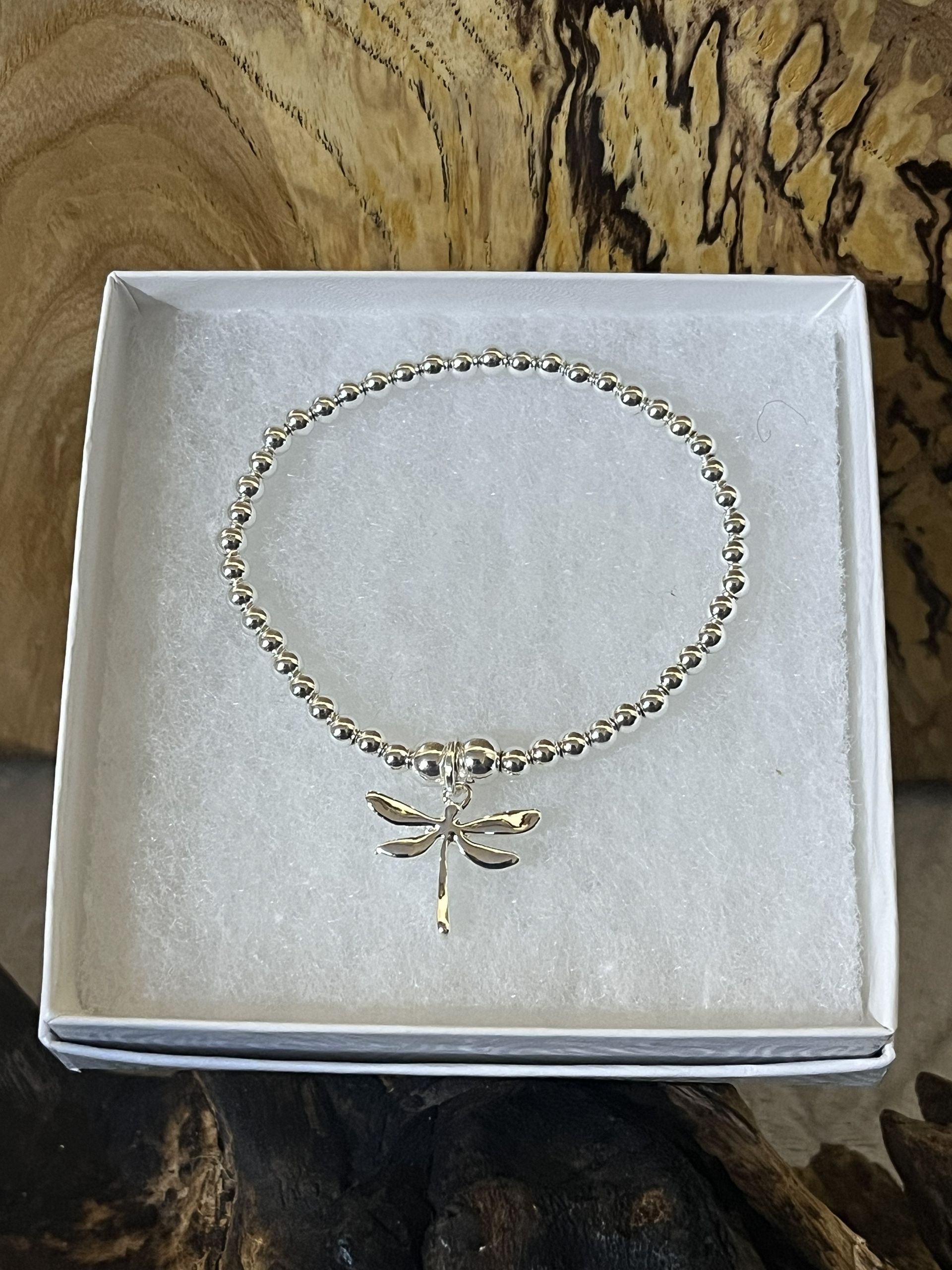 Silver Tone Dragonfly Stretch Bracelet