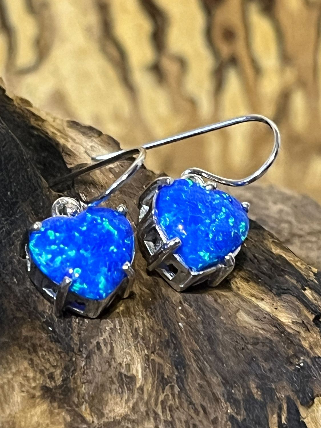 Opal Heart Drop Earrings