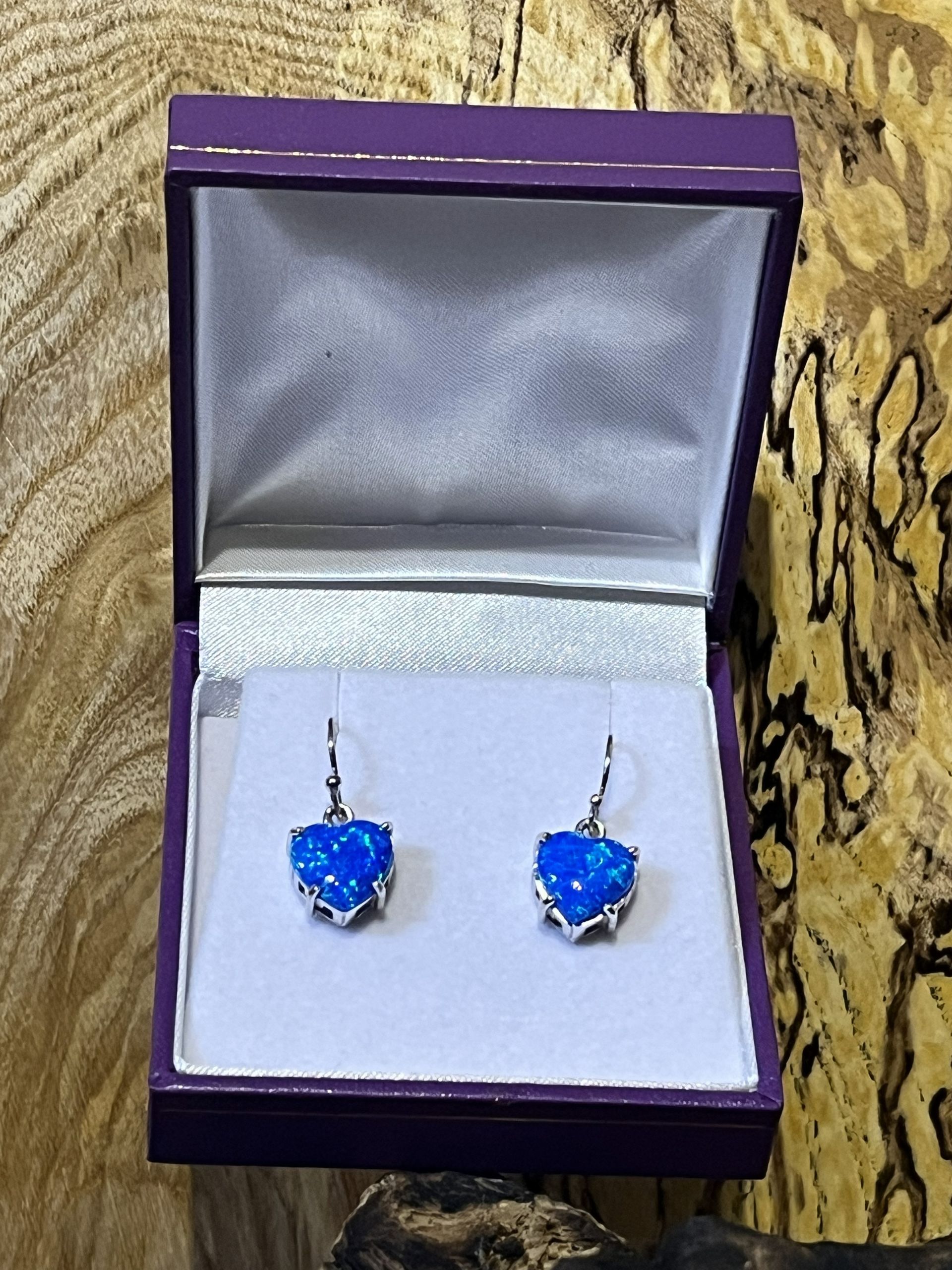 Opal Heart Drop Earrings