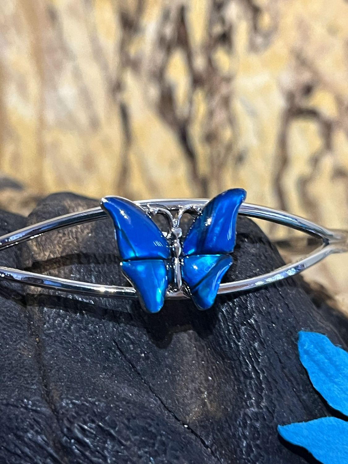 Blue Paua Shell Butterfly Bangle