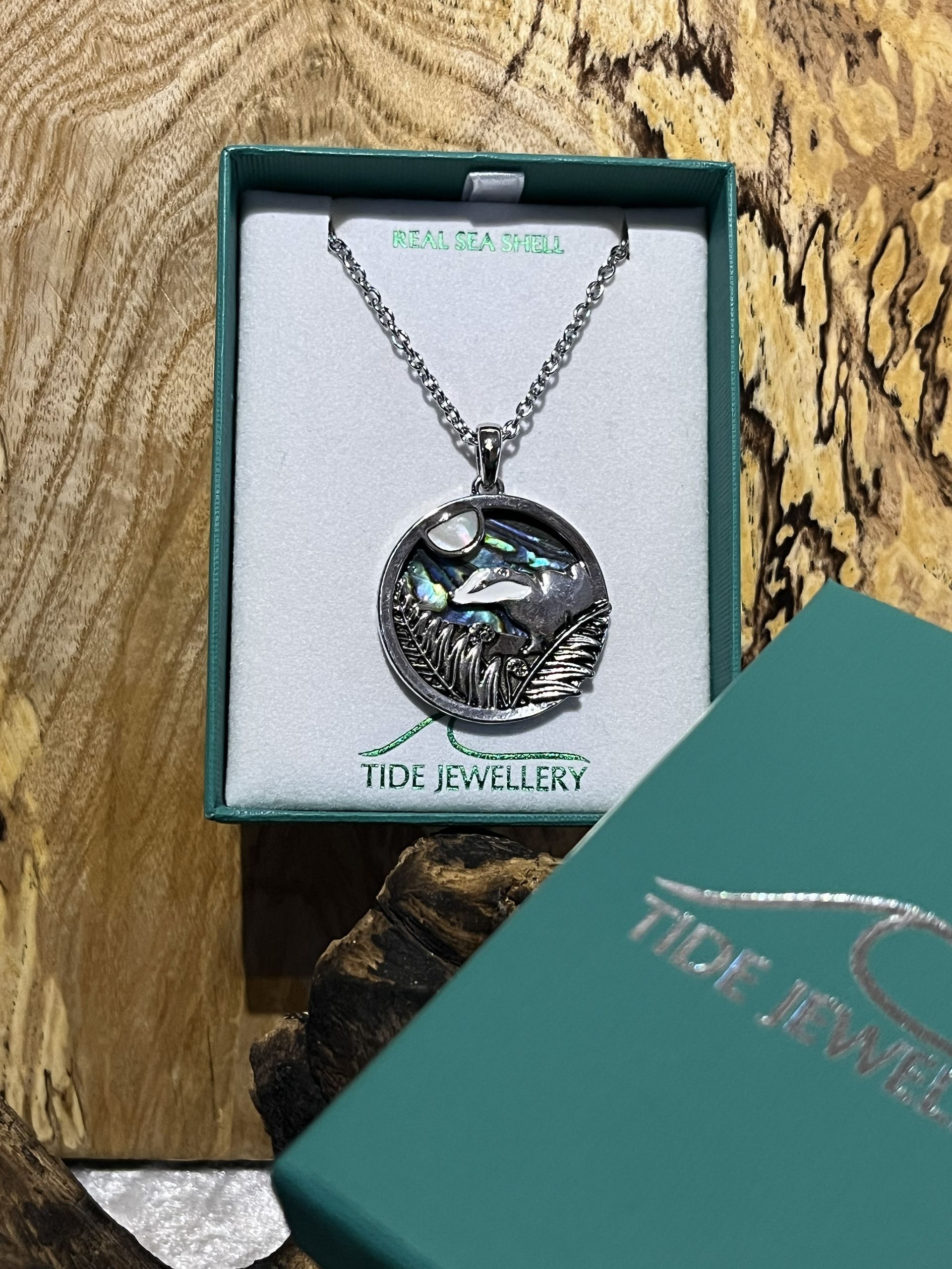 Badger and Moon Paua Shell Necklace