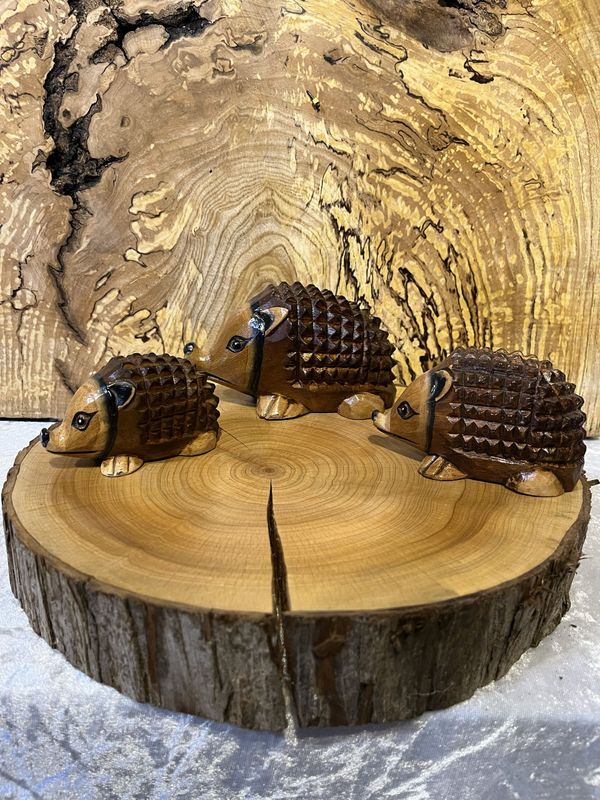 Set of 3 Wooden Hedgehogs