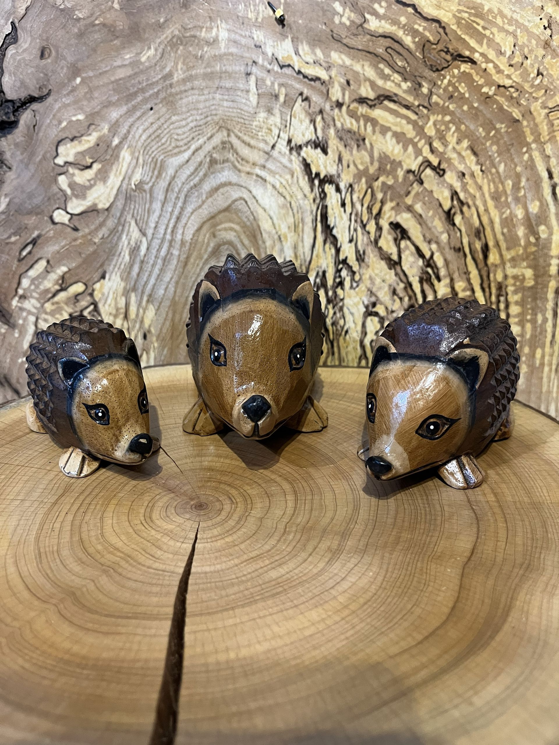 Set of 3 Wooden Hedgehogs