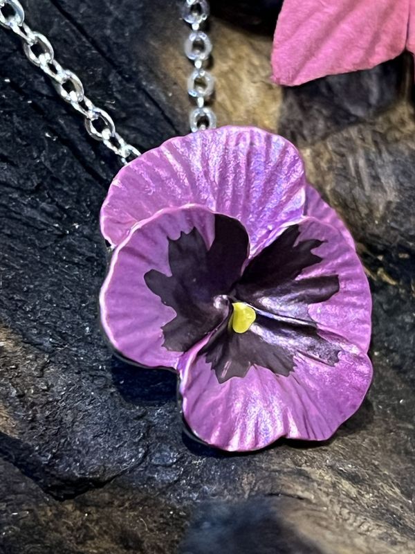 Pink Pansy Necklace