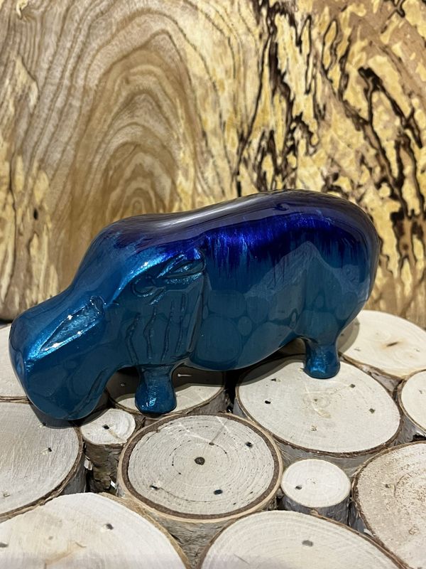 Brushed Aqua Hippo 13cm