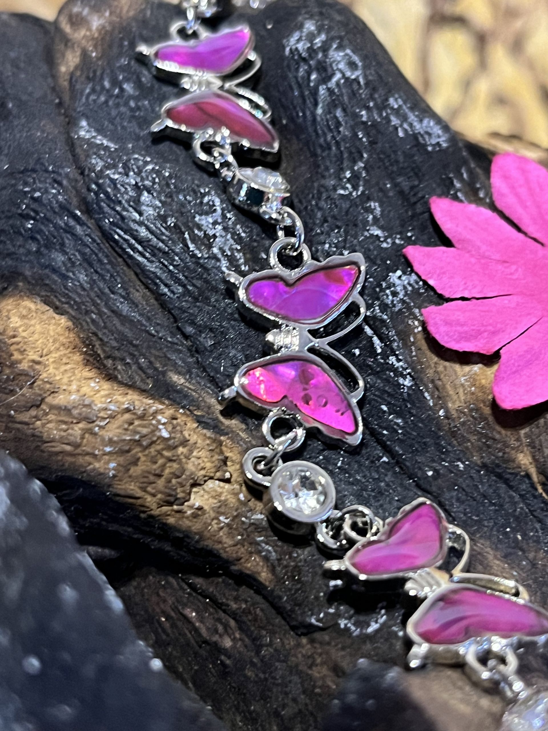 Pink Heart Paua Shell Bracelet