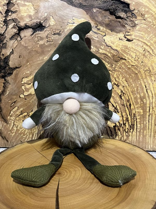 Dark Green Forest Mushroom Gonk with Dangly Legs