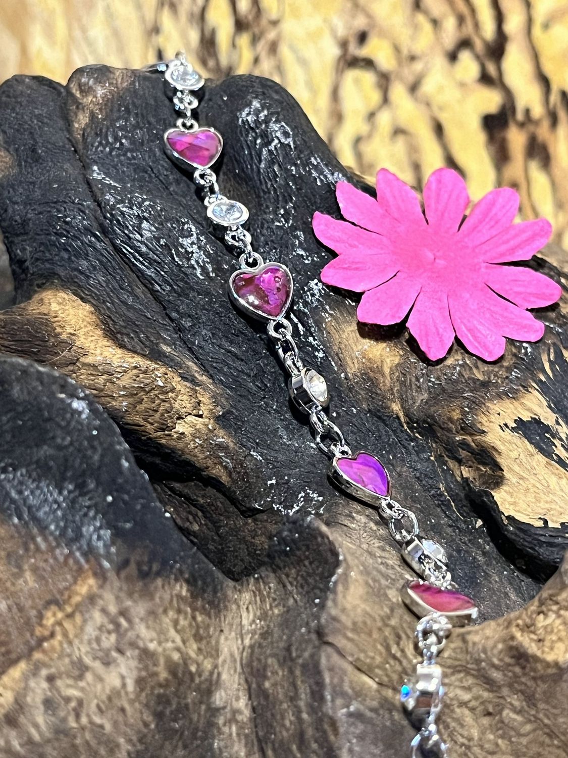 Pink Heart Paua Shell Bracelet Pink Heart Paua Shell Bracelet