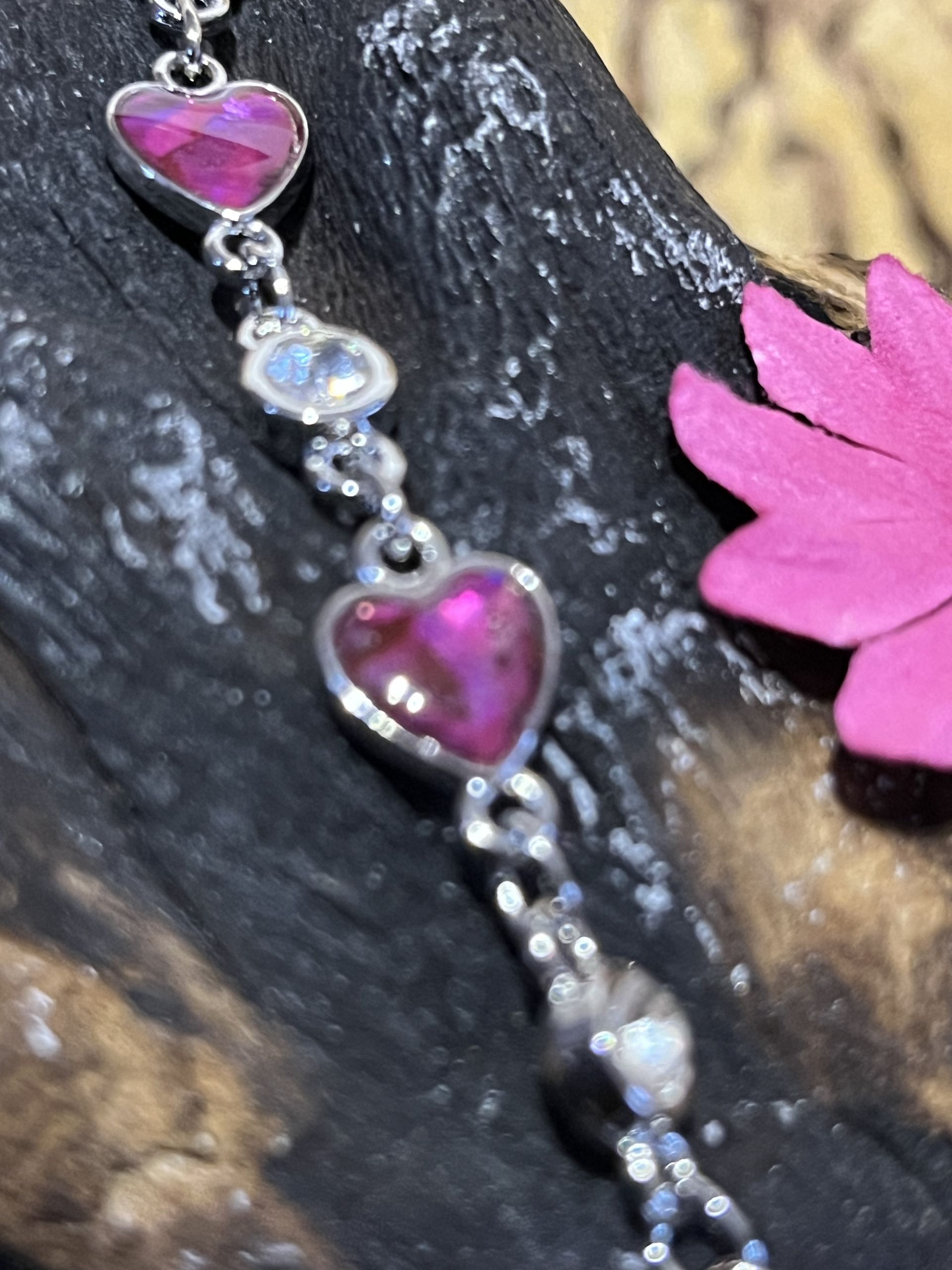 Pink Heart Paua Shell Bracelet
