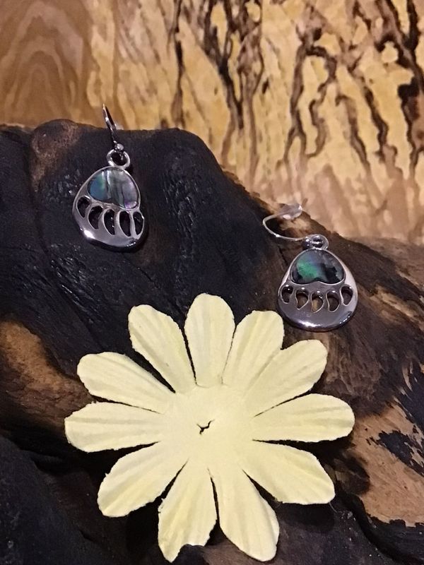 Pawprint Paua Shell Earrings