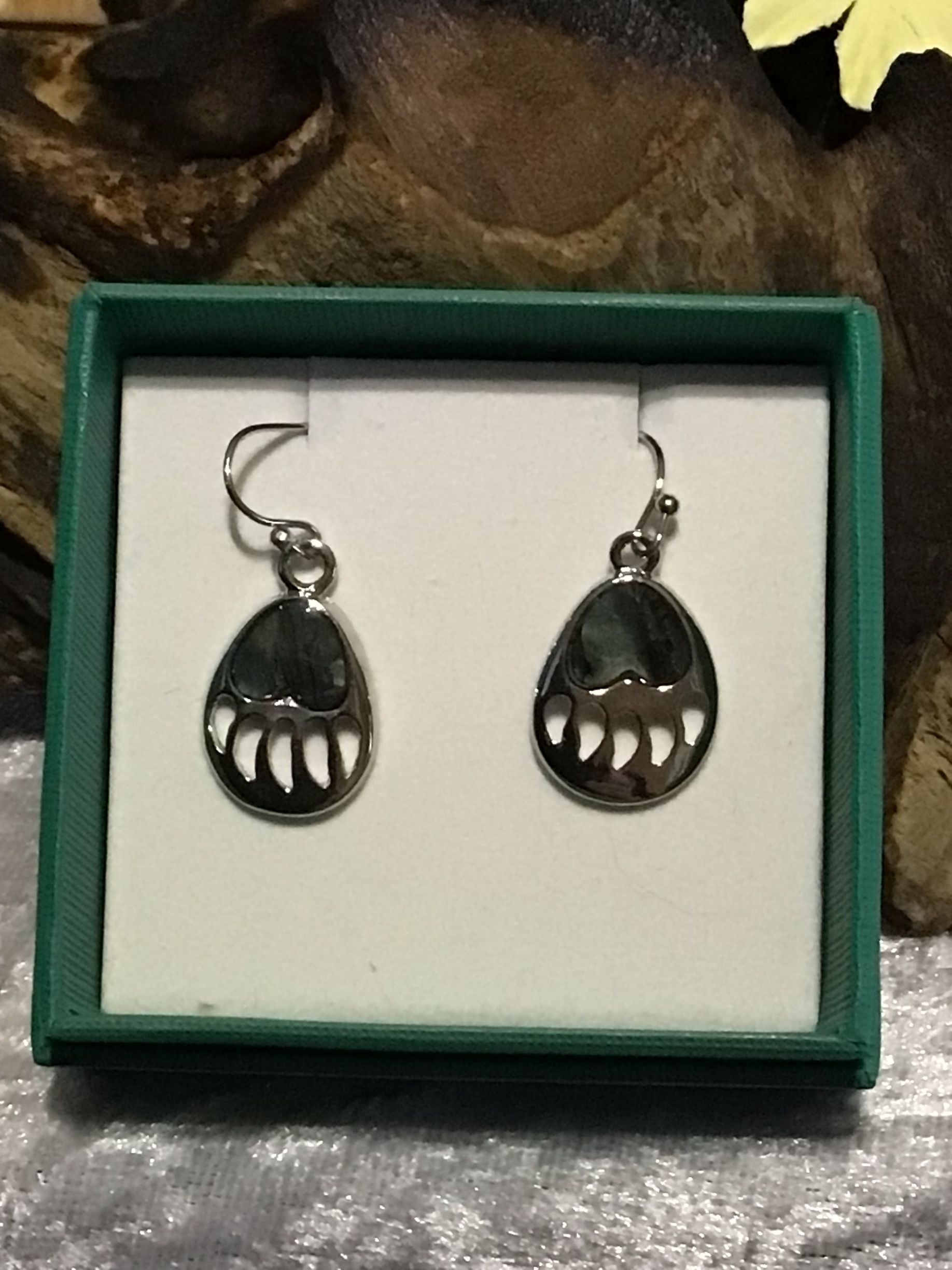 Pawprint Paua Shell Earrings